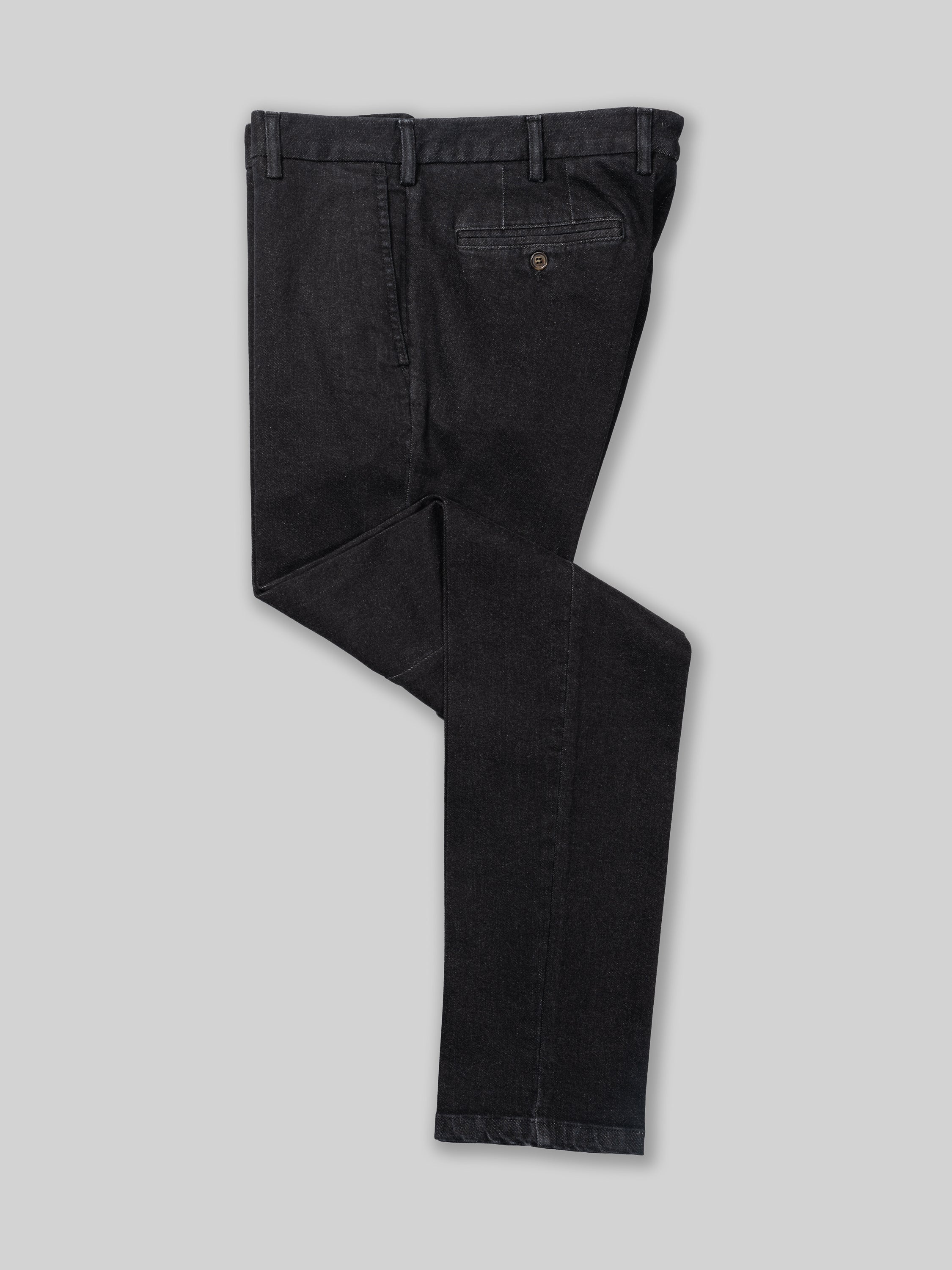 Black denim cotton sport trousers 1 pleat